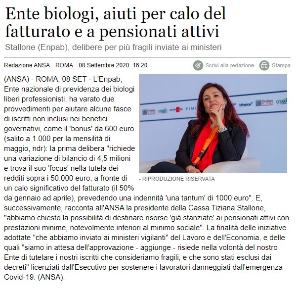 ENPAB AIUTI CALO FATTURATO