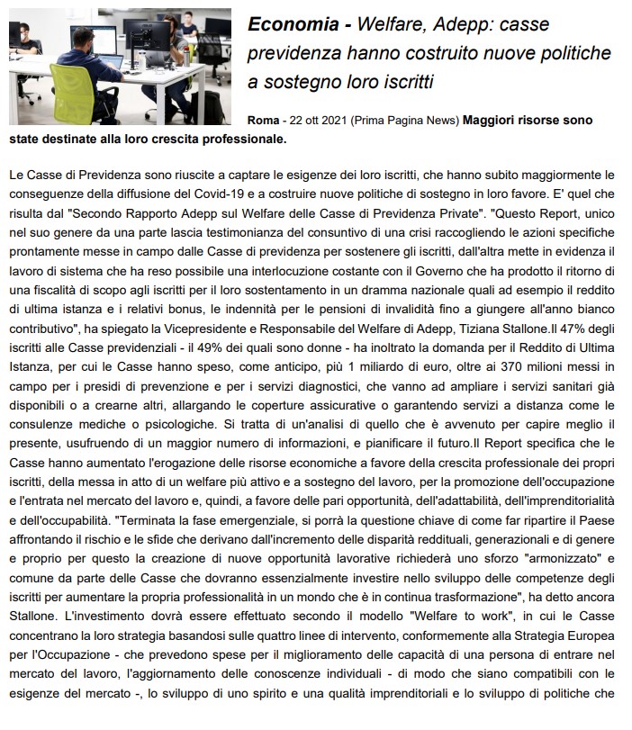 PRIMA PAGINA NEWS