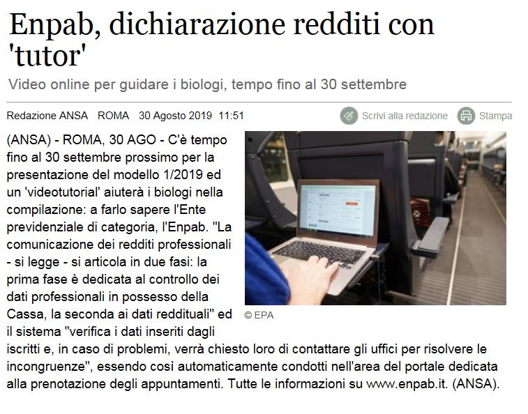 ANSA ENPAB DICHIARAZIONI CON TUTOR